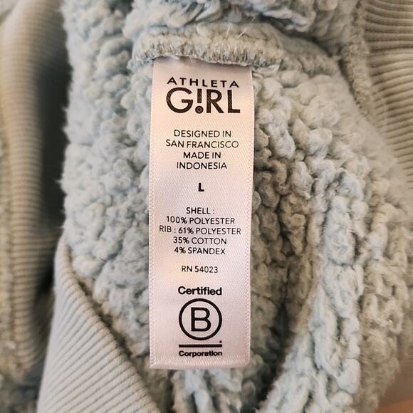 ATHLETA GIRL Super Cute Mint Blue Sherpa Pullover Hoodie Girls 12 - Picture 7 of 8